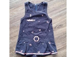 Nannette Blue Corduroy And Pink Flower Dress Size 24M